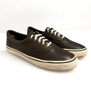 Polo Ralph Lauren Classic Leather Lace Up Sneaker Shoe Men 12D Chocolate Brown